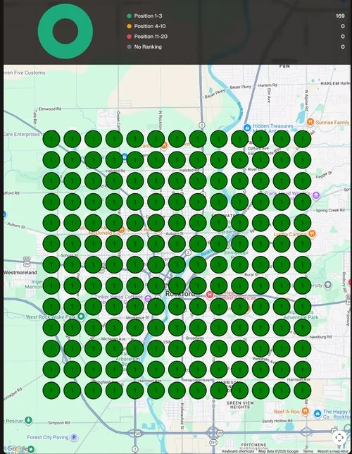 Vernsten Law: the grid scan after the campaign, position 1 at every scanned search location